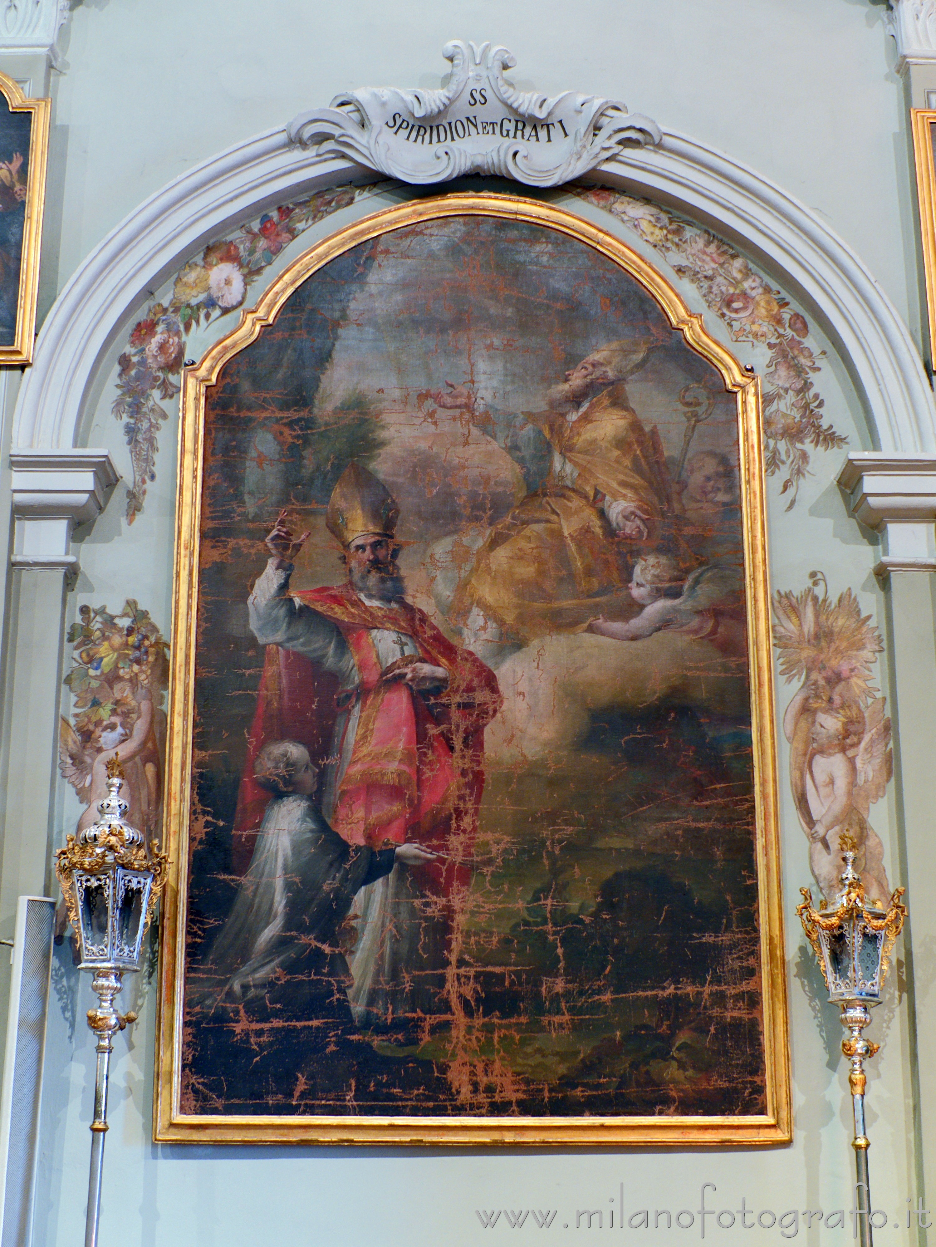Montevecchia (Lecco, Italy) - Canvas depicting the Saints Spiridon and Gratus in the Sanctuary of the Blessed Virgin of Carmel